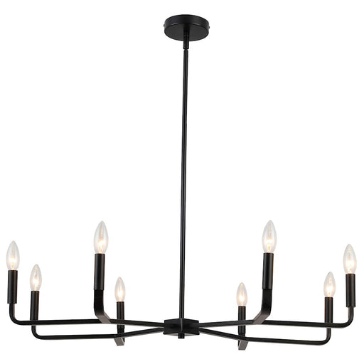 Dainolite Colette 32in 8-Light Chandelier | Contemporary Matte Black Metal | Kitchen & Dining Room | 32 x 32 x 5 in | Model CLT-328-MB