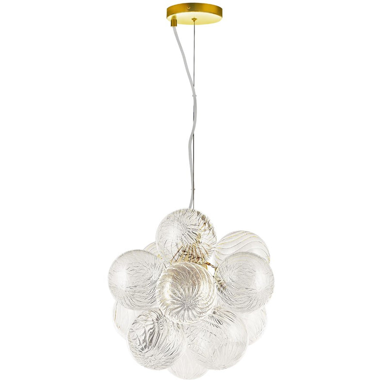 Dainolite Charlize 13in 3-Light Pendant | Contemporary Aged Brass and Clear Glass | Kitchen Island & Dining Room | Model CLZ-133P-AGB