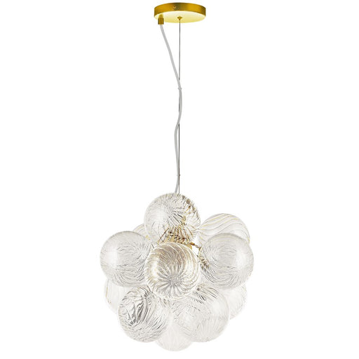 Dainolite Charlize 13in 3-Light Pendant | Contemporary Aged Brass and Clear Glass | Kitchen Island & Dining Room | Model CLZ-133P-AGB