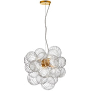 Dainolite Charlize 20in 6-Light Pendant | Contemporary Aged Brass and Clear Glass | Kitchen Island & Dining Room | Model CLZ-206P-AGB