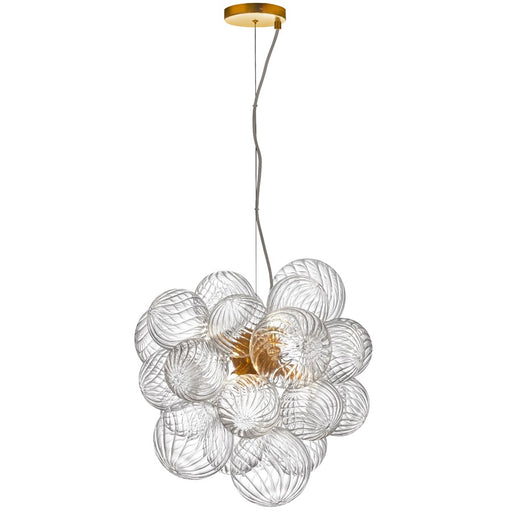 Dainolite Charlize 20in 6-Light Pendant | Contemporary Aged Brass and Clear Glass | Kitchen Island & Dining Room | Model CLZ-206P-AGB