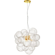 Dainolite Charlize 20in 6-Light Pendant | Contemporary Aged Brass and Clear Glass | Kitchen Island & Dining Room | Model CLZ-206P-AGB