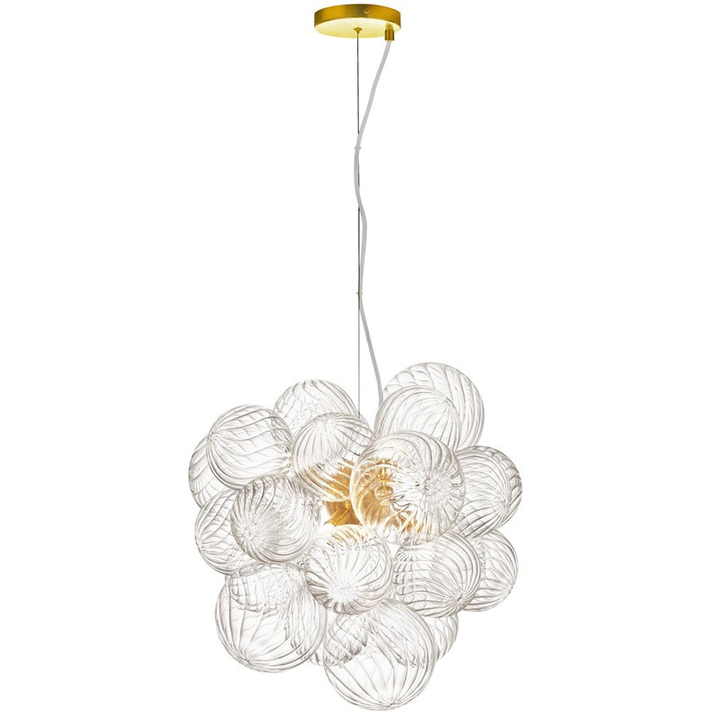 Dainolite Charlize 20in 6-Light Pendant | Contemporary Aged Brass and Clear Glass | Kitchen Island & Dining Room | Model CLZ-206P-AGB