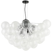 Dainolite Charlize 36in 12-Light Chandelier | Contemporary Matte Black and Clear Glass | Dining Room & Living Room | Model CLZ-3612C-MB