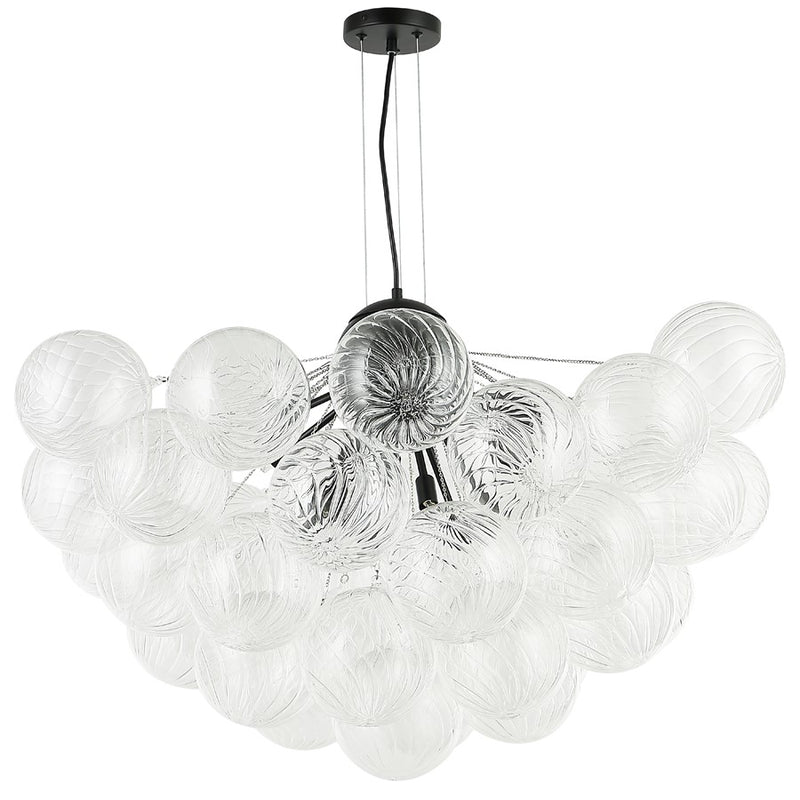 Dainolite Charlize 36in 12-Light Chandelier | Contemporary Matte Black and Clear Glass | Dining Room & Living Room | Model CLZ-3612C-MB