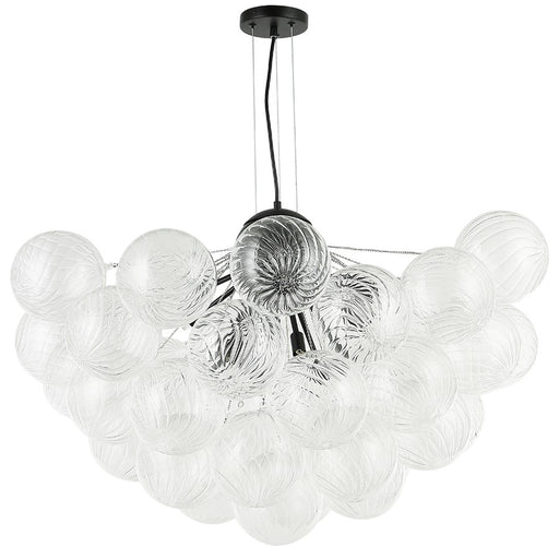 Dainolite Charlize 36in 12-Light Chandelier | Contemporary Matte Black and Clear Glass | Dining Room & Living Room | Model CLZ-3612C-MB