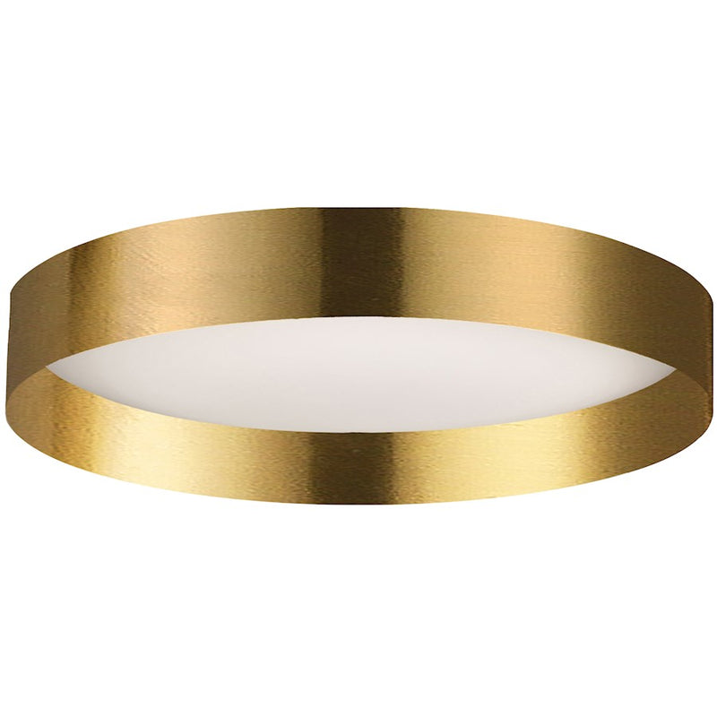 Dainolite Carmen 1 Light Flush Mount, Aged Brass/White