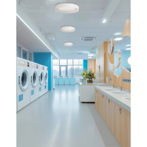 Dainolite Carmen 1 Light Flush Mount, Matte White/White