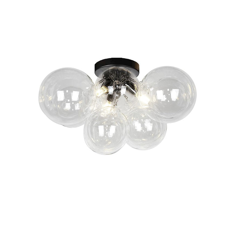 Dainolite Comet 14in 3-Light Flush Mount | Contemporary Matte Black and Clear Glass | Bedroom & Hallway | 14 x 14 x 12 in | Model CMT-143FH-CLR-MB