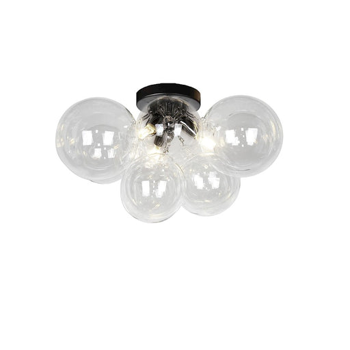 Dainolite Comet 14in 3-Light Flush Mount | Contemporary Matte Black and Clear Glass | Bedroom & Hallway | 14 x 14 x 12 in | Model CMT-143FH-CLR-MB
