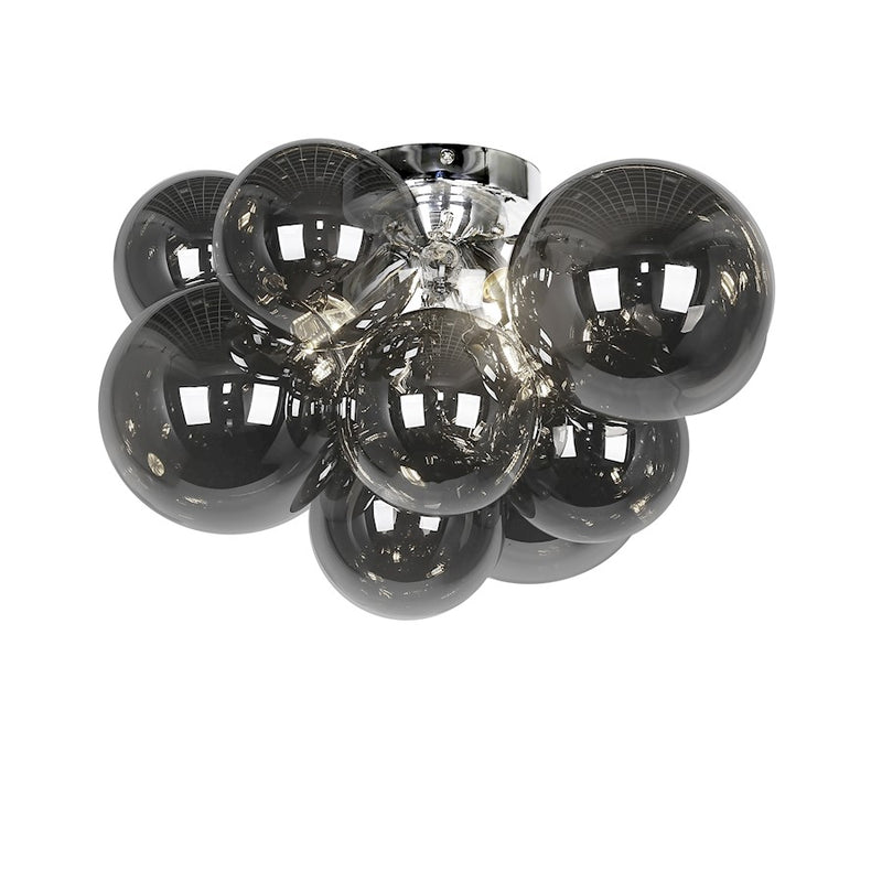 Dainolite Comet 14in 3-Light Flush Mount | Contemporary Polished Chrome and Smoked Glass | Bedroom & Hallway | 14 x 14 x 12 in | Model CMT-143FH-SM-PC