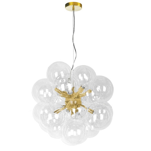 Dainolite Comet 20in 6-Light Chandelier | Contemporary Aged Brass and Clear Glass | Kitchen Island & Dining Room | Model CMT-206P-CLR-AGB