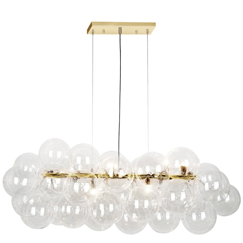 Dainolite Comet 41in 10-Light Horizontal Pendant | Contemporary Aged Brass and Clear Glass | Kitchen Island & Dining Room | Model CMT-418HP-CLR-AGB