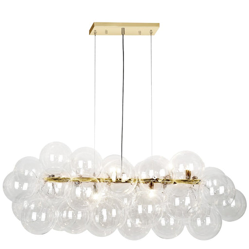 Dainolite Comet 41in 10-Light Horizontal Pendant | Contemporary Aged Brass and Clear Glass | Kitchen Island & Dining Room | Model CMT-418HP-CLR-AGB