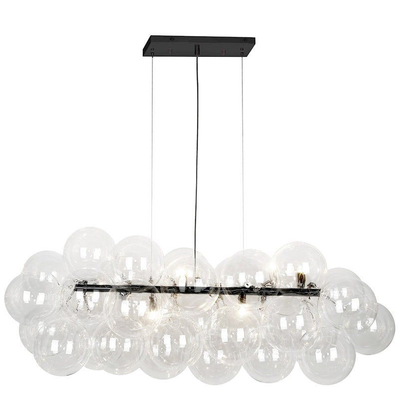 Dainolite Comet 41in 10-Light Horizontal Pendant | Contemporary Matte Black and Clear Glass | Kitchen Island & Dining Room | Model CMT-418HP-CLR-MB