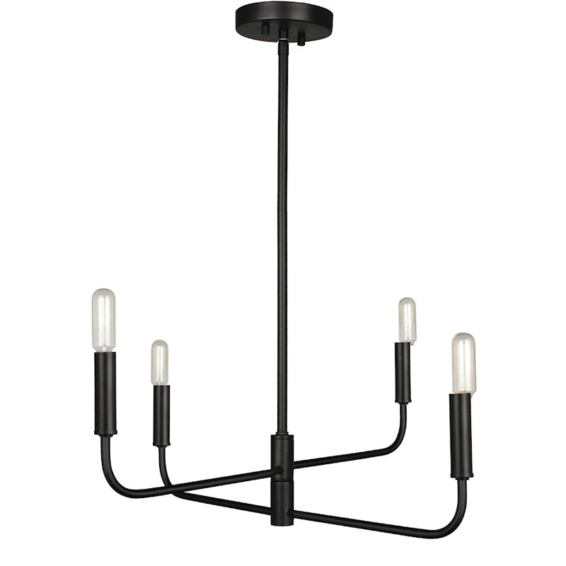 Dainolite Catalina 24in 4-Light Chandelier | Transitional Matte Black Empire Shade | Dining Room & Foyer | 24 x 24 x 11.5 in | Model CNA-244C-MB