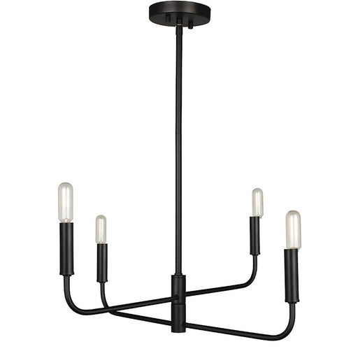 Dainolite Catalina 24in 4-Light Chandelier | Transitional Matte Black Empire Shade | Dining Room & Foyer | 24 x 24 x 11.5 in | Model CNA-244C-MB