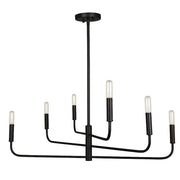 Dainolite Catalina 32in 6-Light Chandelier | Transitional Matte Black Empire Shade | Dining Room & Foyer | 32 x 32 x 13 in | Model CNA-326C-MB