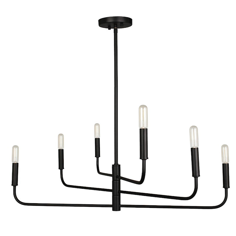 Dainolite Catalina 32in 6-Light Chandelier | Transitional Matte Black Empire Shade | Dining Room & Foyer | 32 x 32 x 13 in | Model CNA-326C-MB