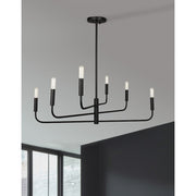 Dainolite Catalina 32in 6-Light Chandelier | Transitional Matte Black Empire Shade | Dining Room & Foyer | 32 x 32 x 13 in | Model CNA-326C-MB