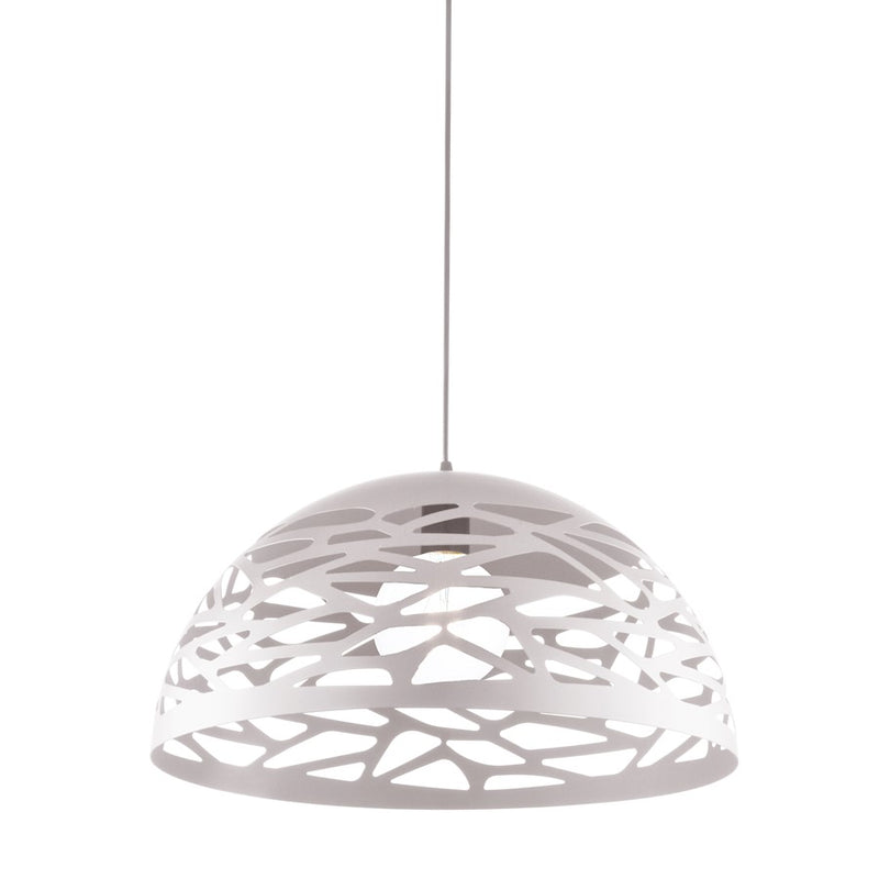 Dainolite Coral 16in 1-Light Pendant | Industrial Matte White Steel | Kitchen Island & Dining Room | 16 x 16 x 8.75 in | Model COR-161P-WH