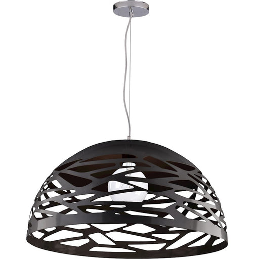 Dainolite Coral 20in 1-Light Pendant | Painted Matte Black Steel | Kitchen Island & Dining Room | 20 x 20 x 11 in | Model COR-201P-BK