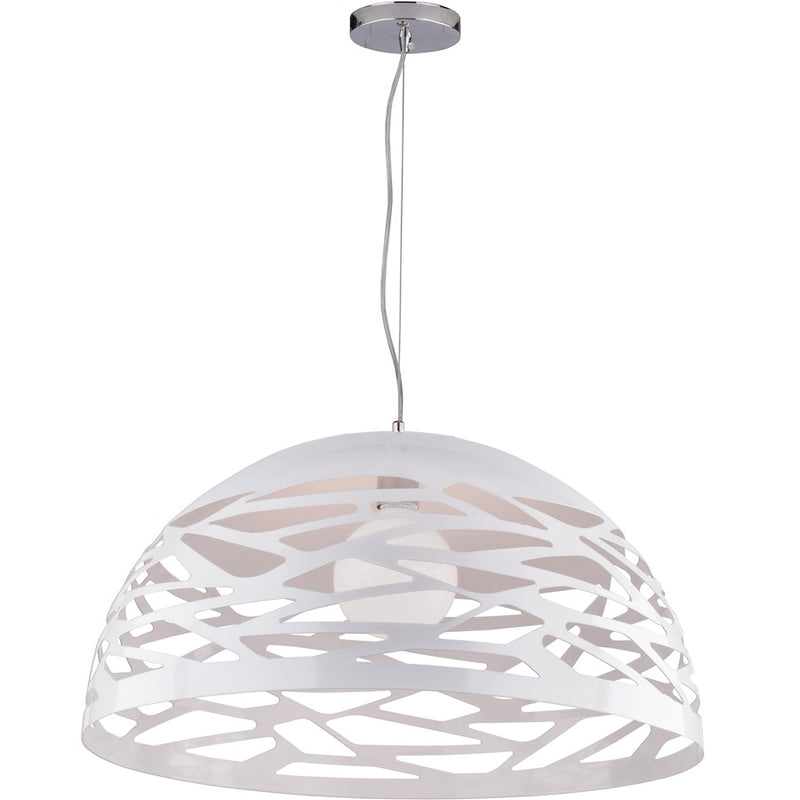 Dainolite Coral 20in 1-Light Pendant | Painted Matte White Steel | Kitchen Island & Dining Room | 20 x 20 x 11 in | Model COR-201P-WH