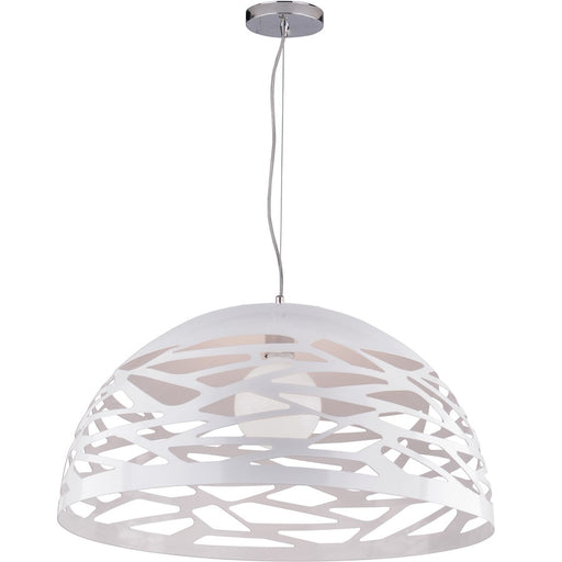 Dainolite Coral 20in 1-Light Pendant | Painted Matte White Steel | Kitchen Island & Dining Room | 20 x 20 x 11 in | Model COR-201P-WH