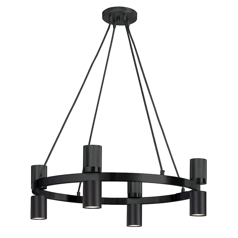 Dainolite Cerelia 24in 8-Light Chandelier | Modern Matte Black Metal | Kitchen & Dining Room | 24 x 24 x 7 in | Model CRL-248C-MB