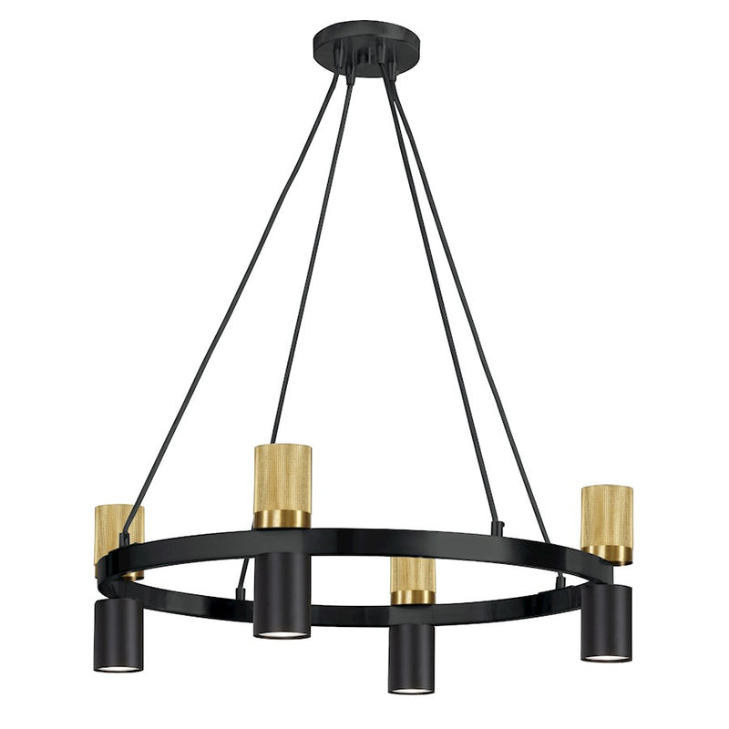 Dainolite Cerelia 8 Light Chandelier, Matte Black/Aged Brass