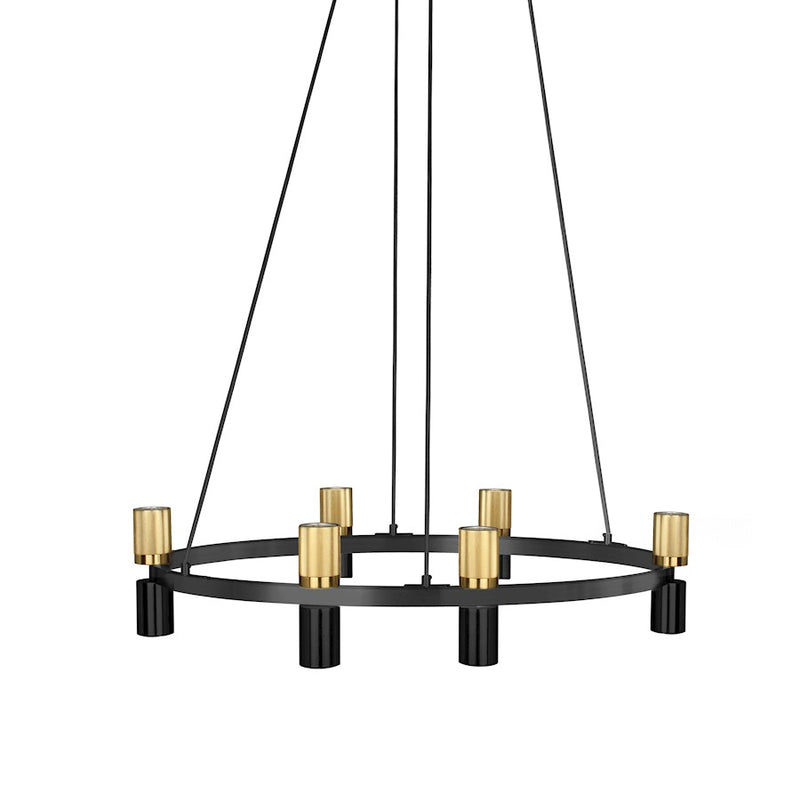 Dainolite Cerelia 12 Light Chandelier, Matte Black/Aged Brass