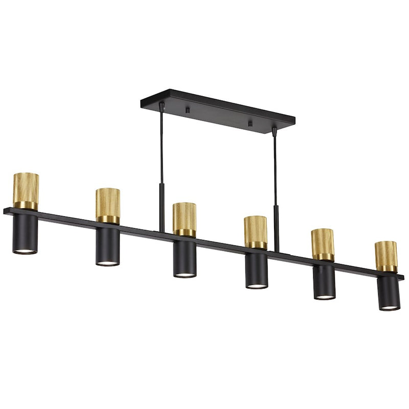 Dainolite Cerelia 12 Light Linear Chandelier, Black/Brass