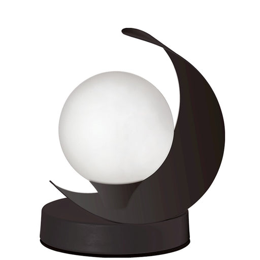 Dainolite Crescent 6in 1-Light Table Lamp | Contemporary Matte Black & White Glass | Living Room & Bedroom | 6 x 5 x 7 in | Model CRT-61T-MB