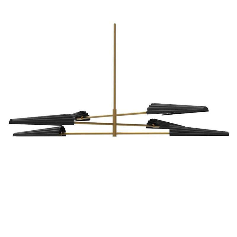 Dainolite Cassie 48in 6-Light Chandelier | Contemporary Aged Brass and Matte Black Metal | Dining Room & Kitchen | Model CSE-476C-AGB-MB