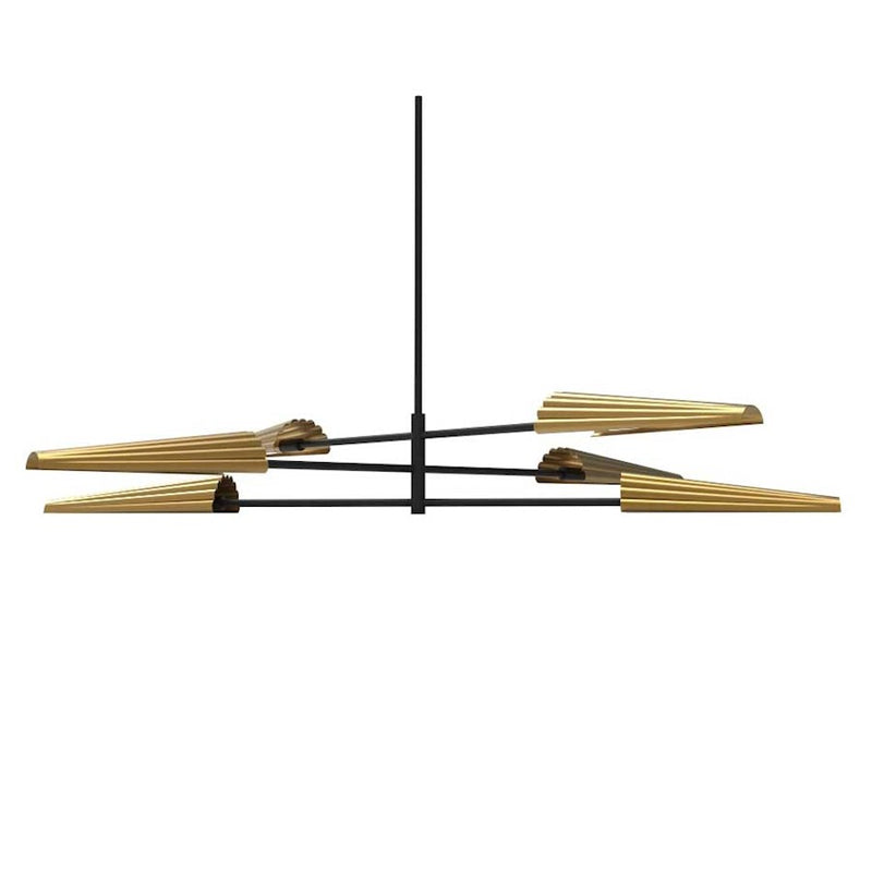 Dainolite Cassie 48in 6-Light Chandelier | Contemporary Matte Black and Aged Brass Metal | Dining Room & Kitchen | Model CSE-476C-MB-AGB