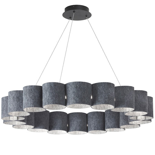 Dainolite Chantel 36in 1-Light Chandelier | Modern Matte Black Metal and Grey Felt | Dining Room & Foyer | 36 x 36 x 5 in | Model CTL-3663C-MB-500