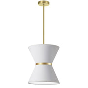 Dainolite Caterine 12in 1-Light Pendant | Transitional Aged Brass and White Fabric | Kitchen Island & Dining Room | Model CTN-121P-AGB-790