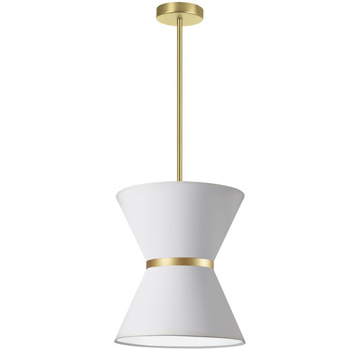 Dainolite Caterine 12in 1-Light Pendant | Transitional Aged Brass and White Fabric | Kitchen Island & Dining Room | Model CTN-121P-AGB-790