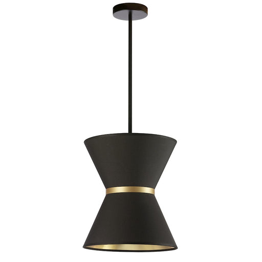 Dainolite Caterine 12in 1-Light Pendant | Transitional Matte Black and Gold Fabric | Kitchen Island & Dining Room | Model CTN-121P-MB-698