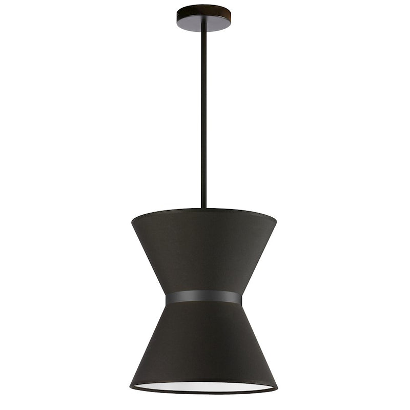 Dainolite Caterine 12in 1-Light Pendant | Transitional Matte Black Metal and Black Fabric Shade | Kitchen Island & Dining | Model CTN-121P-MB-797