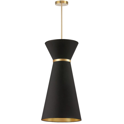 Dainolite Caterine 14in 1-Light Pendant | Transitional Aged Brass and Black Fabric | Kitchen Island & Dining Room | 14 x 14 x 28 | Model CTN-141P-AGB-698