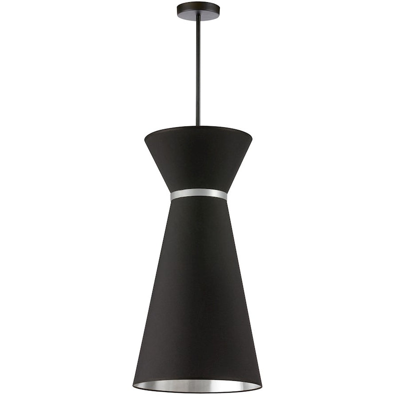 Dainolite Caterine 14in 1-Light Pendant | Transitional Matte Black Fabric and Black Fabric Shade | Foyer & Hallway | 14 x 14 x 28 | Model CTN-141P-MB-697