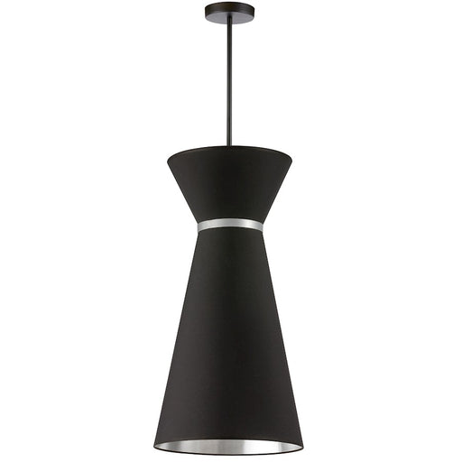 Dainolite Caterine 14in 1-Light Pendant | Transitional Matte Black Fabric and Black Fabric Shade | Foyer & Hallway | 14 x 14 x 28 | Model CTN-141P-MB-697