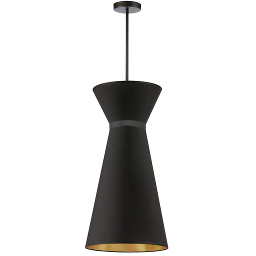 Dainolite Caterine 14in 1-Light Pendant | Transitional Matte Black Metal and Black Fabric Shade | Foyer, Hall & Dinette | 14 x 14 | Model CTN-141P-MB-698