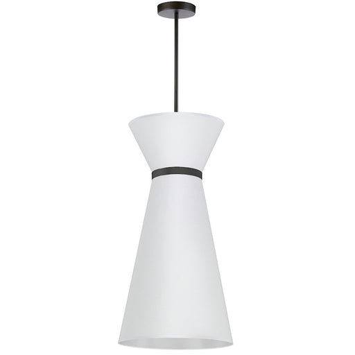 Dainolite Caterine 14in 1-Light Pendant | Transitional Matte Black and White Fabric | Kitchen Island & Dining Room | Model CTN-141P-MB-790