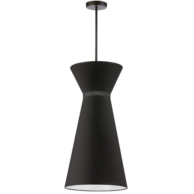 Dainolite Caterine 14in 1-Light Pendant | Transitional Matte Black Fabric and Black Fabric Tapered Drum | Kitchen Island & Dinette | Model CTN-141P-MB-797