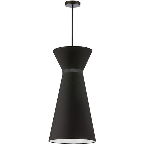 Dainolite Caterine 14in 1-Light Pendant | Transitional Matte Black Fabric and Black Fabric Tapered Drum | Kitchen Island & Dinette | Model CTN-141P-MB-797
