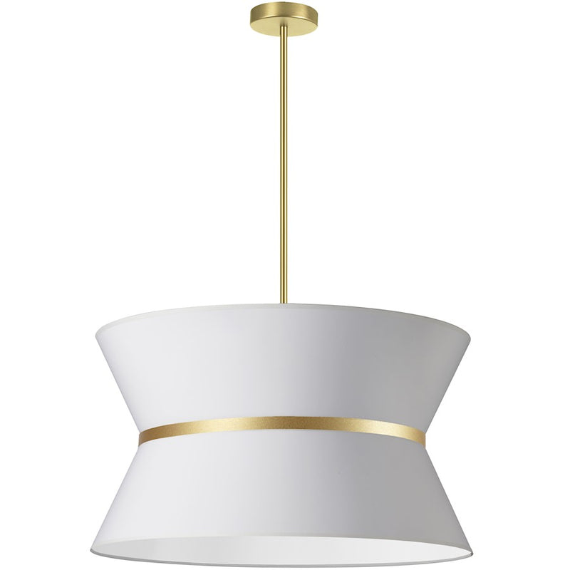 Dainolite Caterine 24in 4-Light Chandelier | Transitional White Fabric and Aged Brass | Dining Room & Living Room | Model CTN-244C-AGB-790