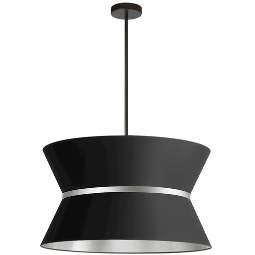 Dainolite Caterine 24in 4-Light Chandelier | Transitional Black and Silver Fabric and Matte Black | Dining Room & Living Room | Model CTN-244C-MB-697