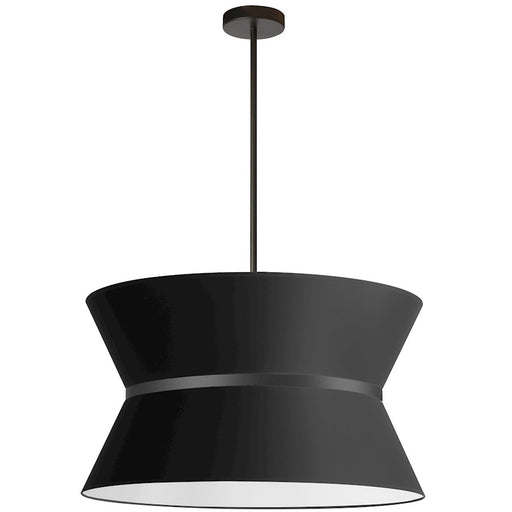 Dainolite Caterine 24in 4-Light Chandelier | Black Fabric and Matte Black Metal | Dining Room & Living Room | 24 x 24 x 14 in | Model CTN-244C-MB-797